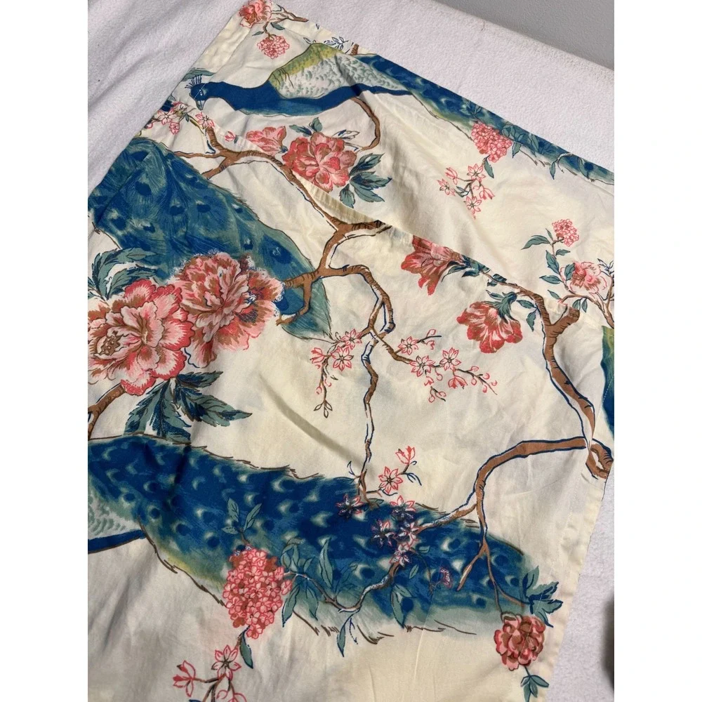Eikei Pillow Sham Peacock Floral Standard Size Set 2 Cotton
